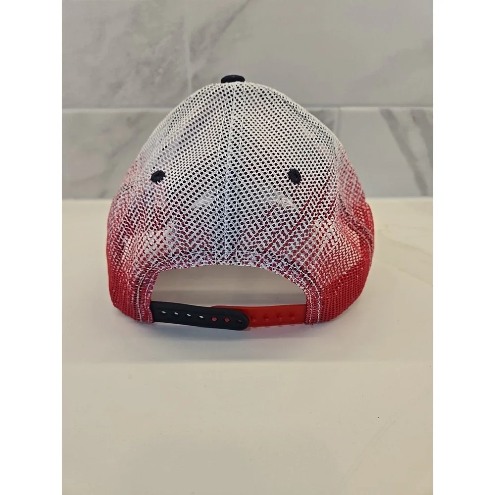 Big‎ Red Logo Embroidered Mesh Cap Navy Red Snapback Hat
